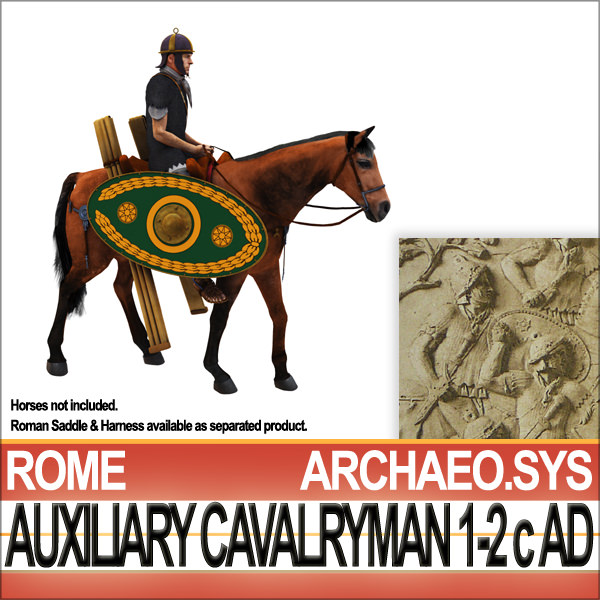 Ancient Rome Auxiliary Cavalryman Props Set 3D model_3