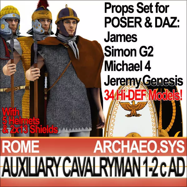 Ancient Rome Auxiliary Cavalryman Props Set 3D model_0