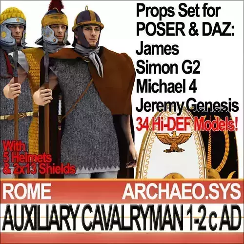 Ancient Rome Auxiliary Cavalryman Props Set 3D model