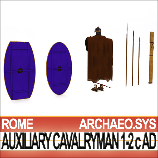 Ancient Rome Auxiliary Cavalryman Props Set 3D model_10