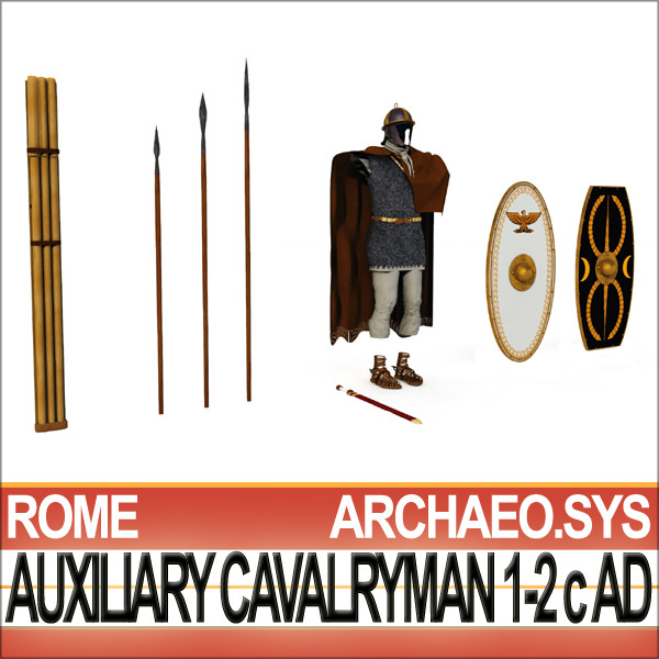 Ancient Rome Auxiliary Cavalryman Props Set 3D model_9