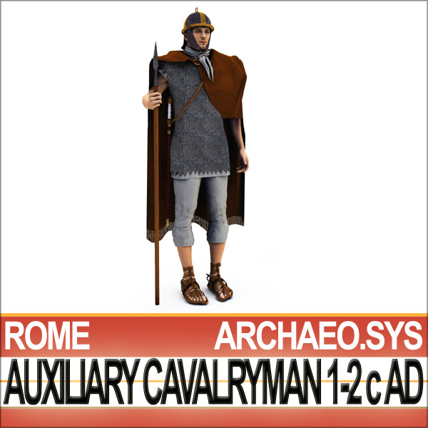 Ancient Rome Auxiliary Cavalryman Props Set 3D model_4