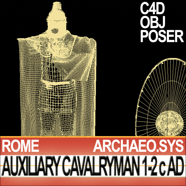 Ancient Rome Auxiliary Cavalryman Props Set 3D model_33