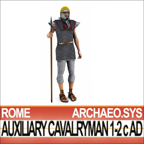Ancient Rome Auxiliary Cavalryman Props Set 3D model_5