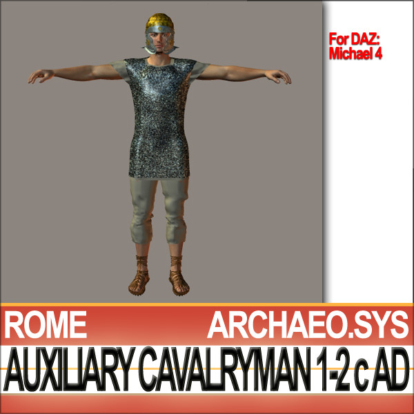 Ancient Rome Auxiliary Cavalryman Props Set 3D model_30