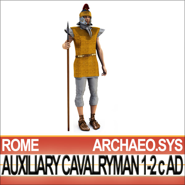 Ancient Rome Auxiliary Cavalryman Props Set 3D model_6