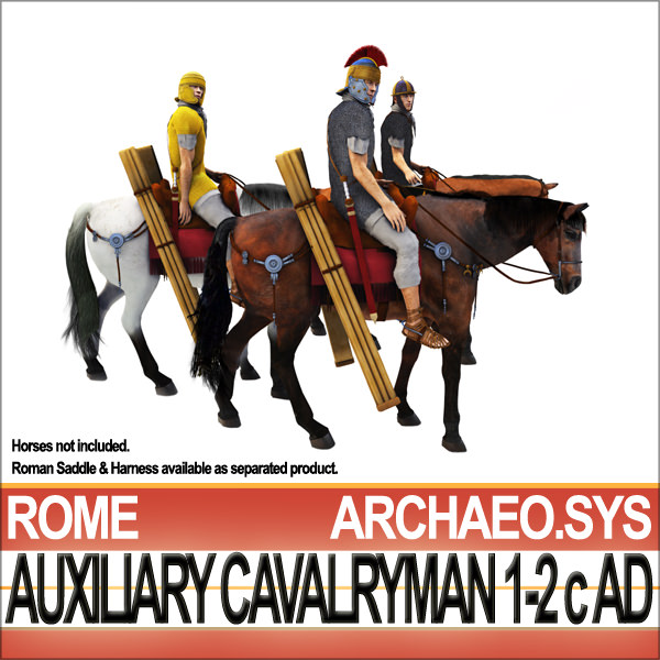 Ancient Rome Auxiliary Cavalryman Props Set 3D model_2