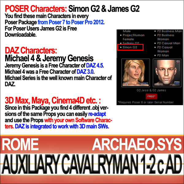 Ancient Rome Auxiliary Cavalryman Props Set 3D model_1