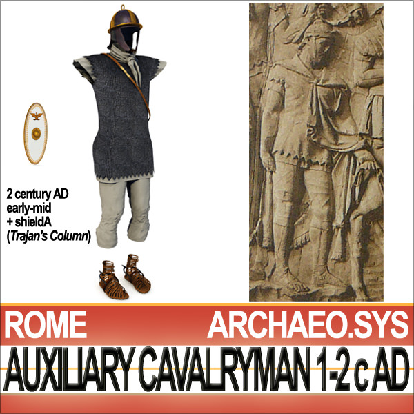Ancient Rome Auxiliary Cavalryman Props Set 3D model_13