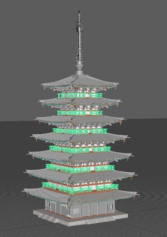Japanese Pagoda Low-poly 3D model_3