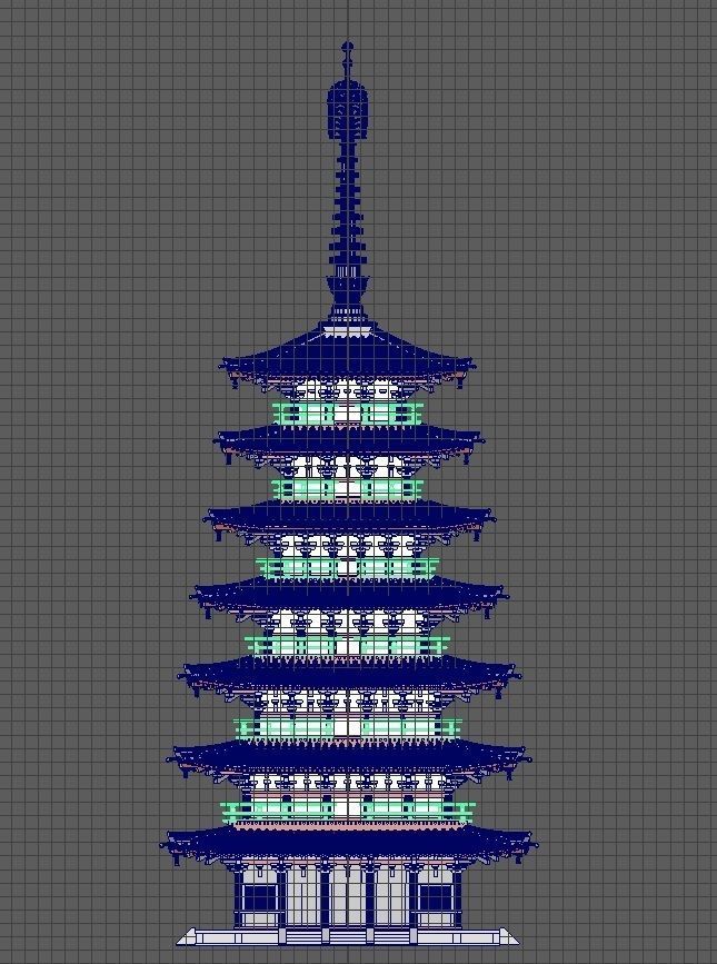 Japanese Pagoda Low-poly 3D model_2