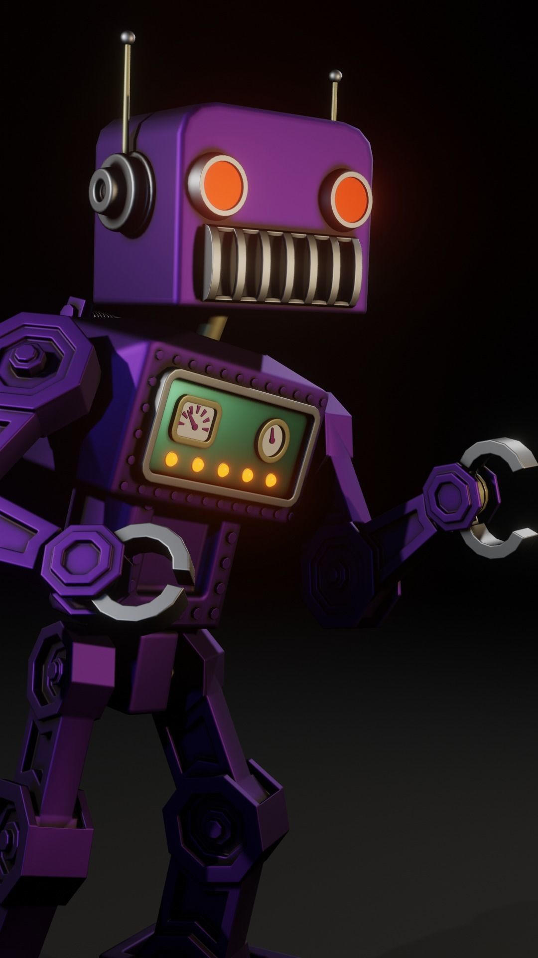 Retro Styled Robot Low-poly 3D model_5