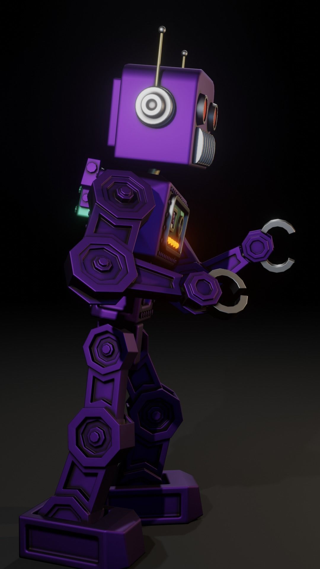 Retro Styled Robot Low-poly 3D model_1