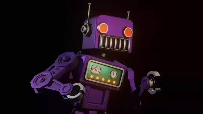 Retro Styled Robot Low-poly 3D model