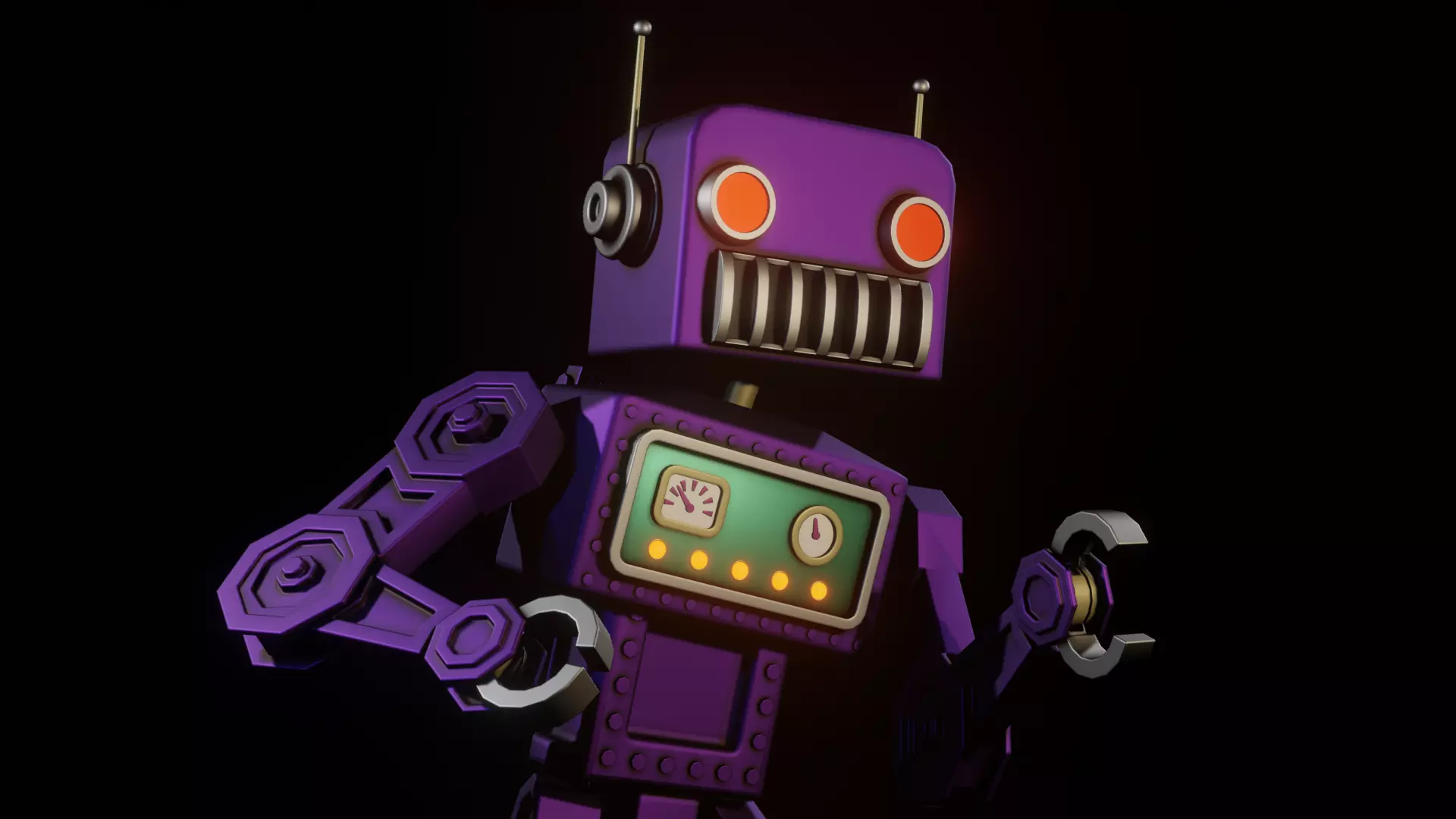 Retro Styled Robot Low-poly 3D model_0