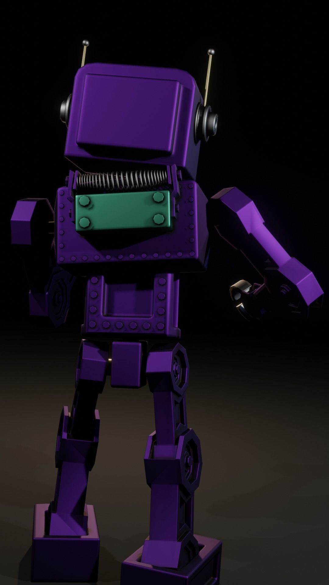 Retro Styled Robot Low-poly 3D model_2