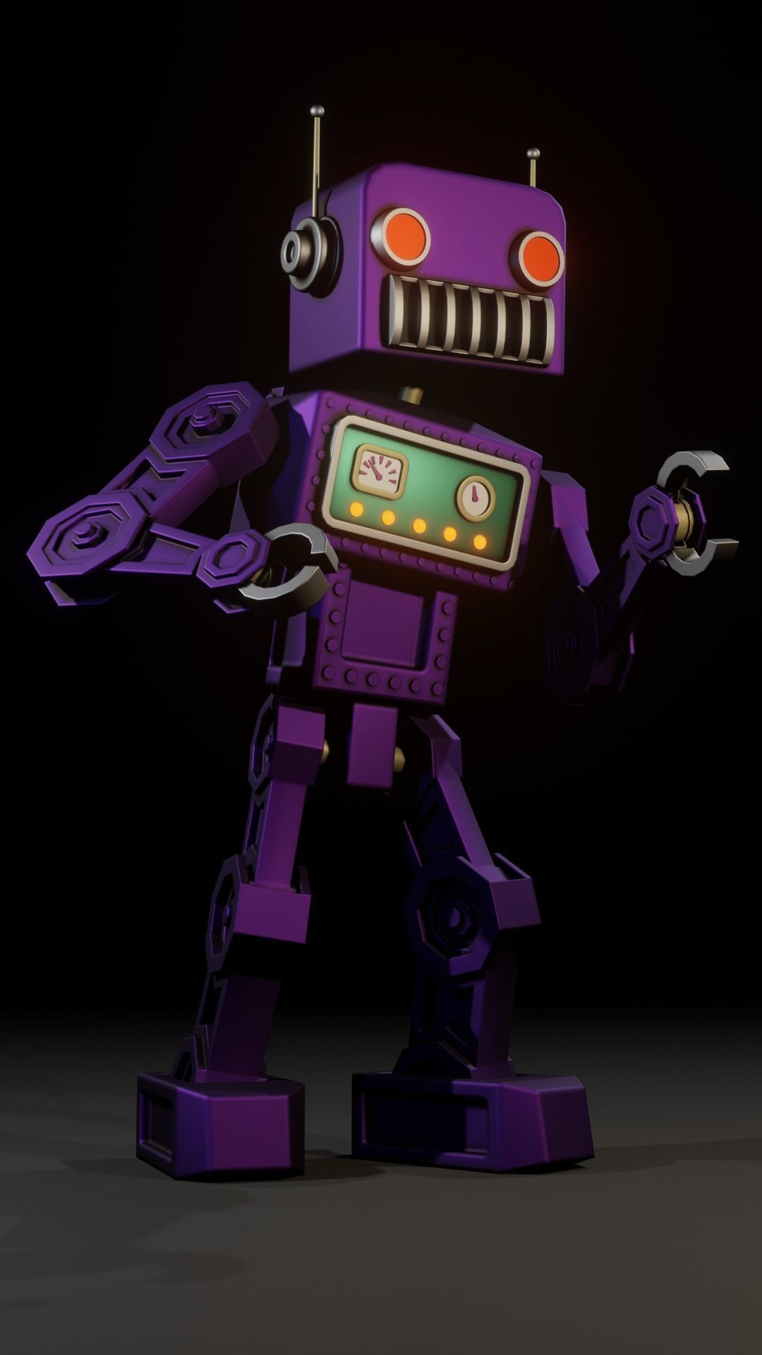 Retro Styled Robot Low-poly 3D model_6