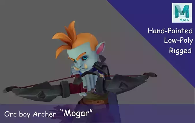 Orc Archer - Mogar Low-poly 3D model