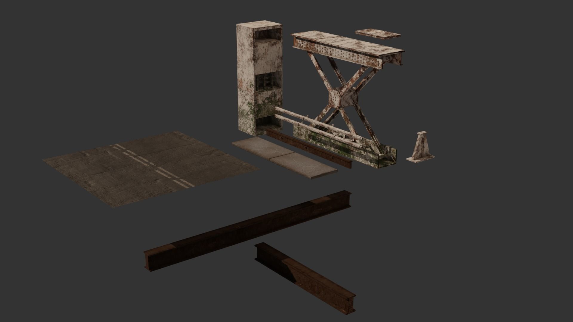 Old Bridge-Modular Low-poly 3D model_8