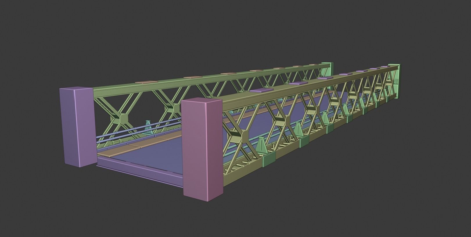 Old Bridge-Modular Low-poly 3D model_9