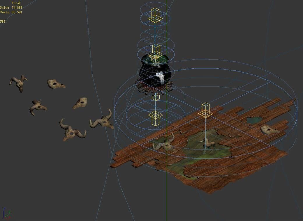 Dynasty Witch Chalet - Pan Damaged Ground 02 3D model_4