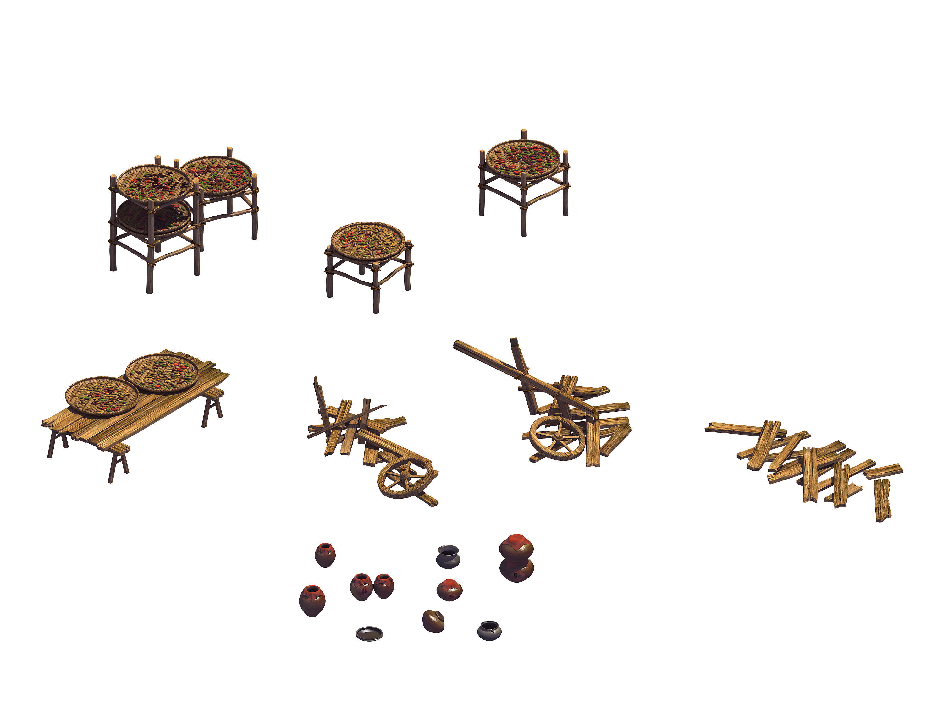 Dynasty Sun Medicine - Jars - Broken Car 01 3D model_1