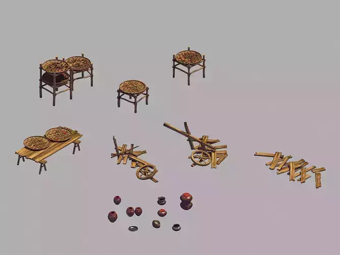 Dynasty Sun Medicine - Jars - Broken Car 01 3D model