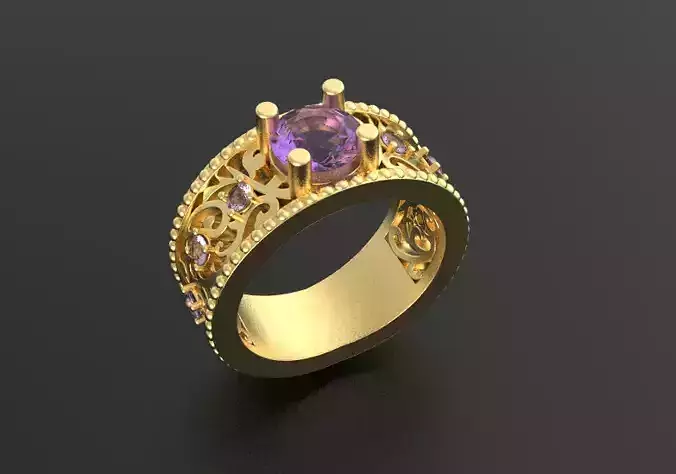 3D print model  Ring with gems Ornament ring