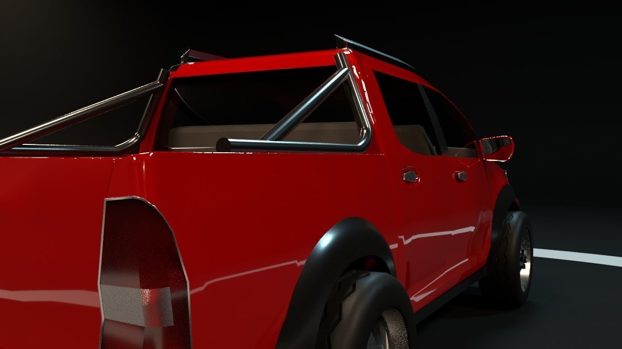 Toyota hilux Low-poly 3D model_4