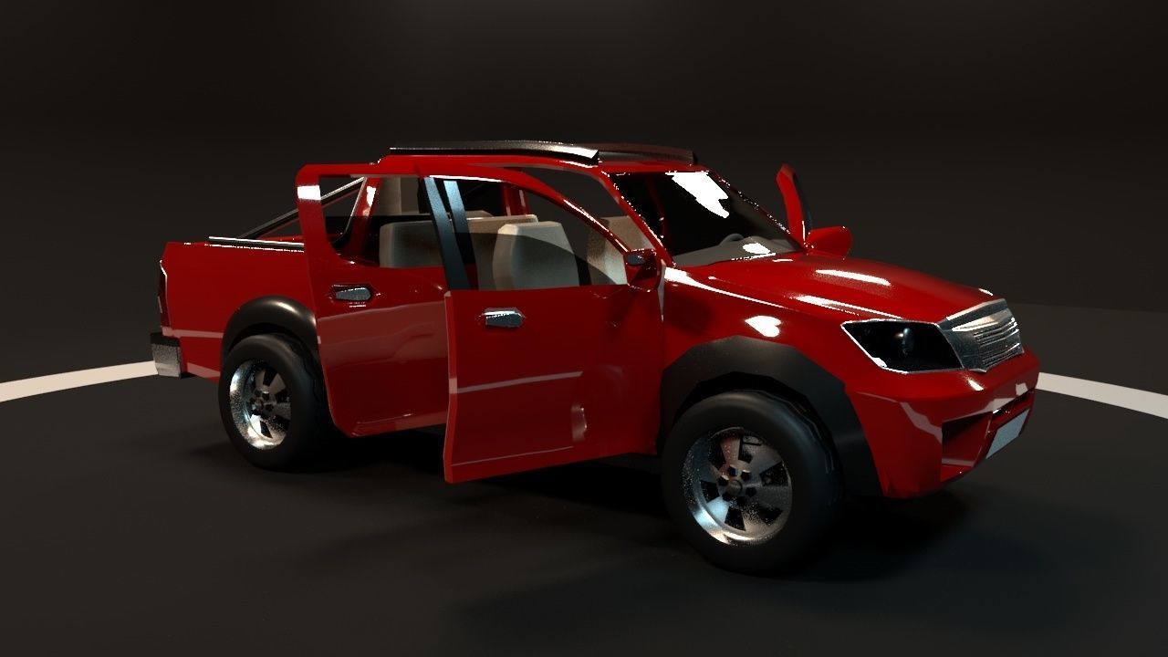 Toyota hilux Low-poly 3D model_2