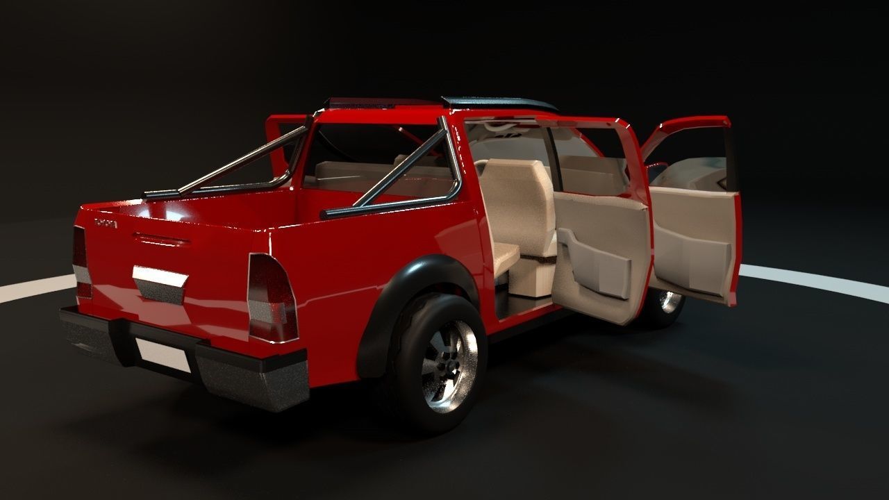 Toyota hilux Low-poly 3D model_3