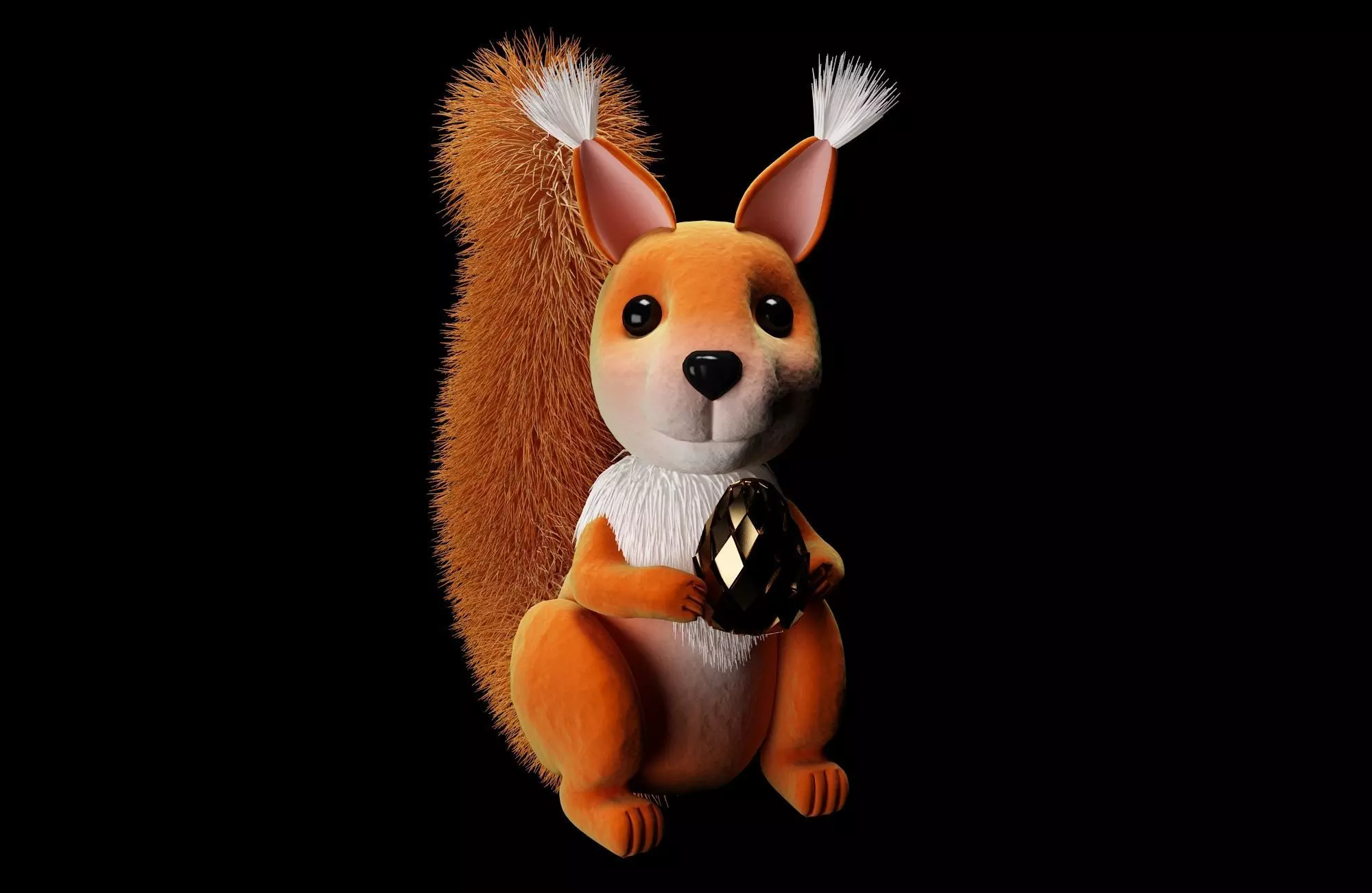 animal squirrel holding egg 3D model_0