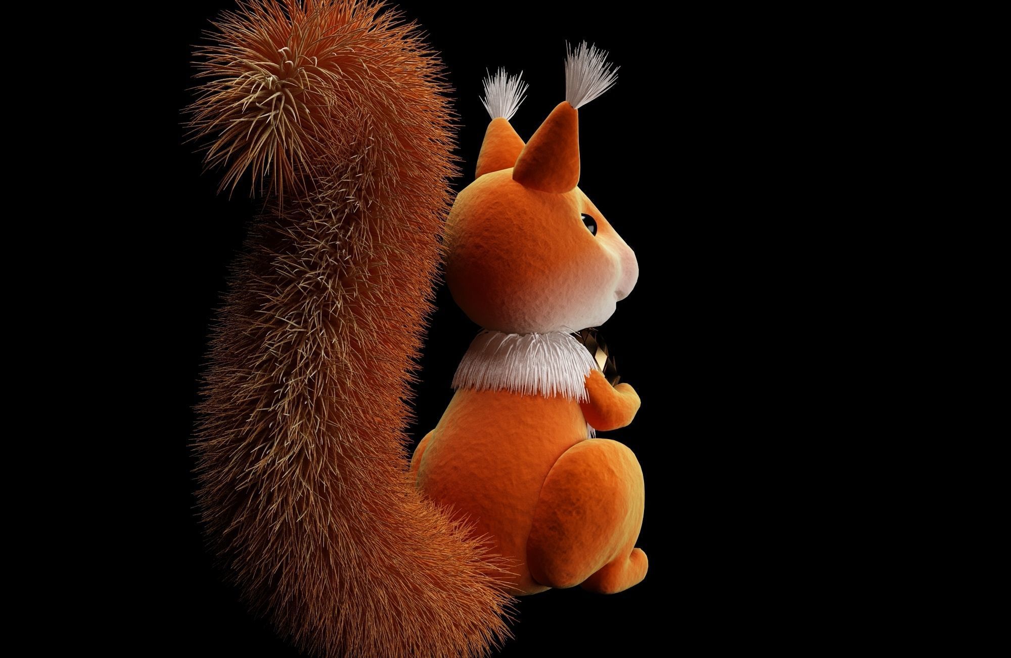 animal squirrel holding egg 3D model_1