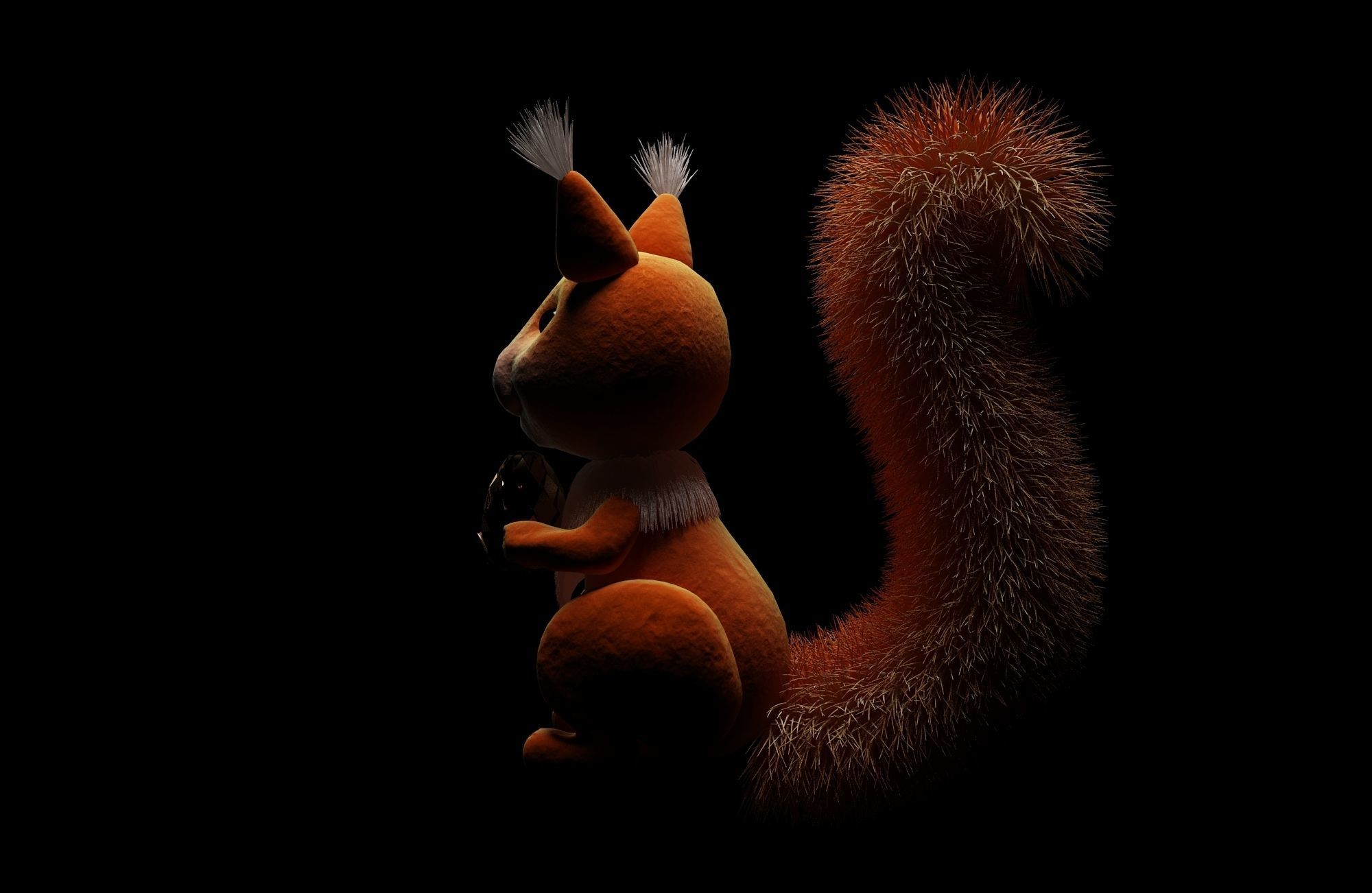 animal squirrel holding egg 3D model_2