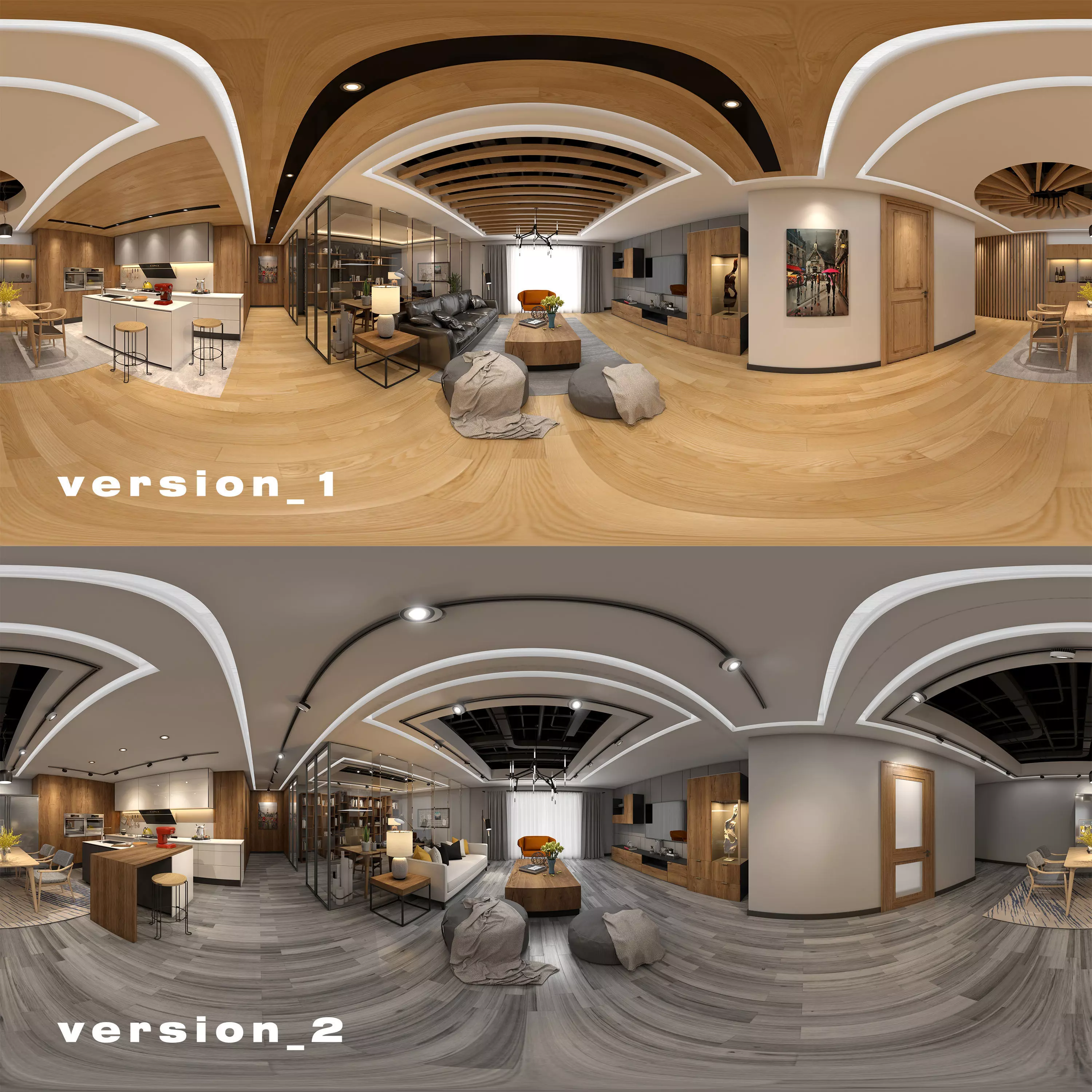 Panoramic Log Style LivingRoom 3D model