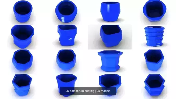 25 pots for 3d printing 3D Model Collection
