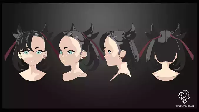 Marnie hairstyle 3D 3D model