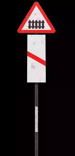 Guarded Level Crossing-Roadsign Low-poly 3D model