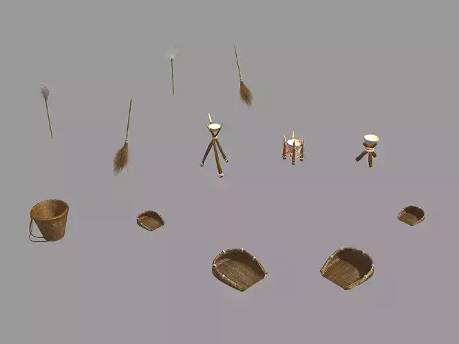 Dynasty Campfire - Broom 03 3D model
