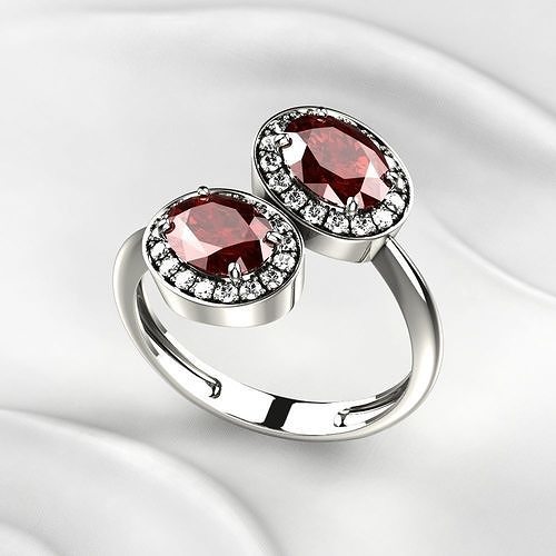 Ruby Oval Gemstone Gold Ring 3D print model
