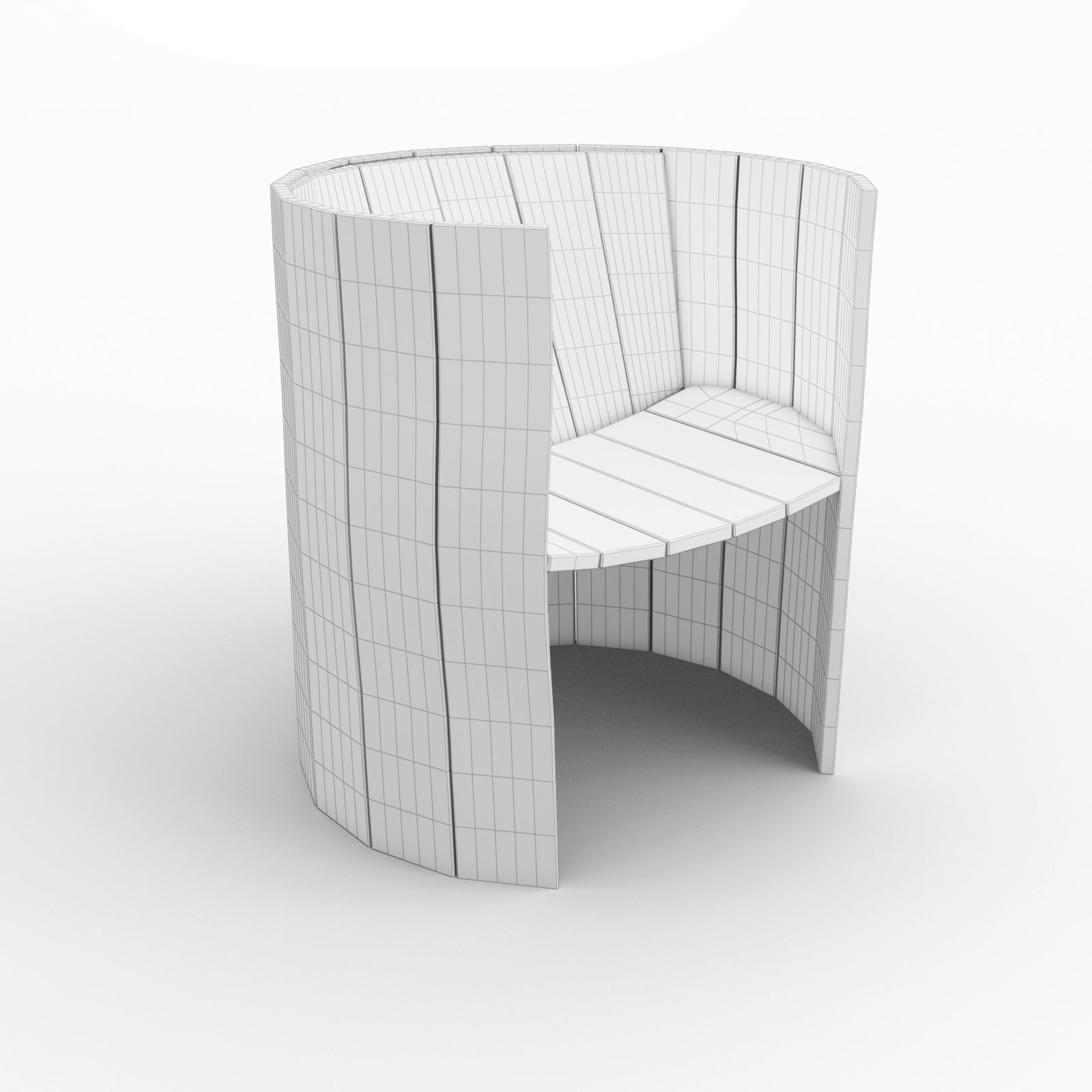 Chair recycled aged wood 3D model_1