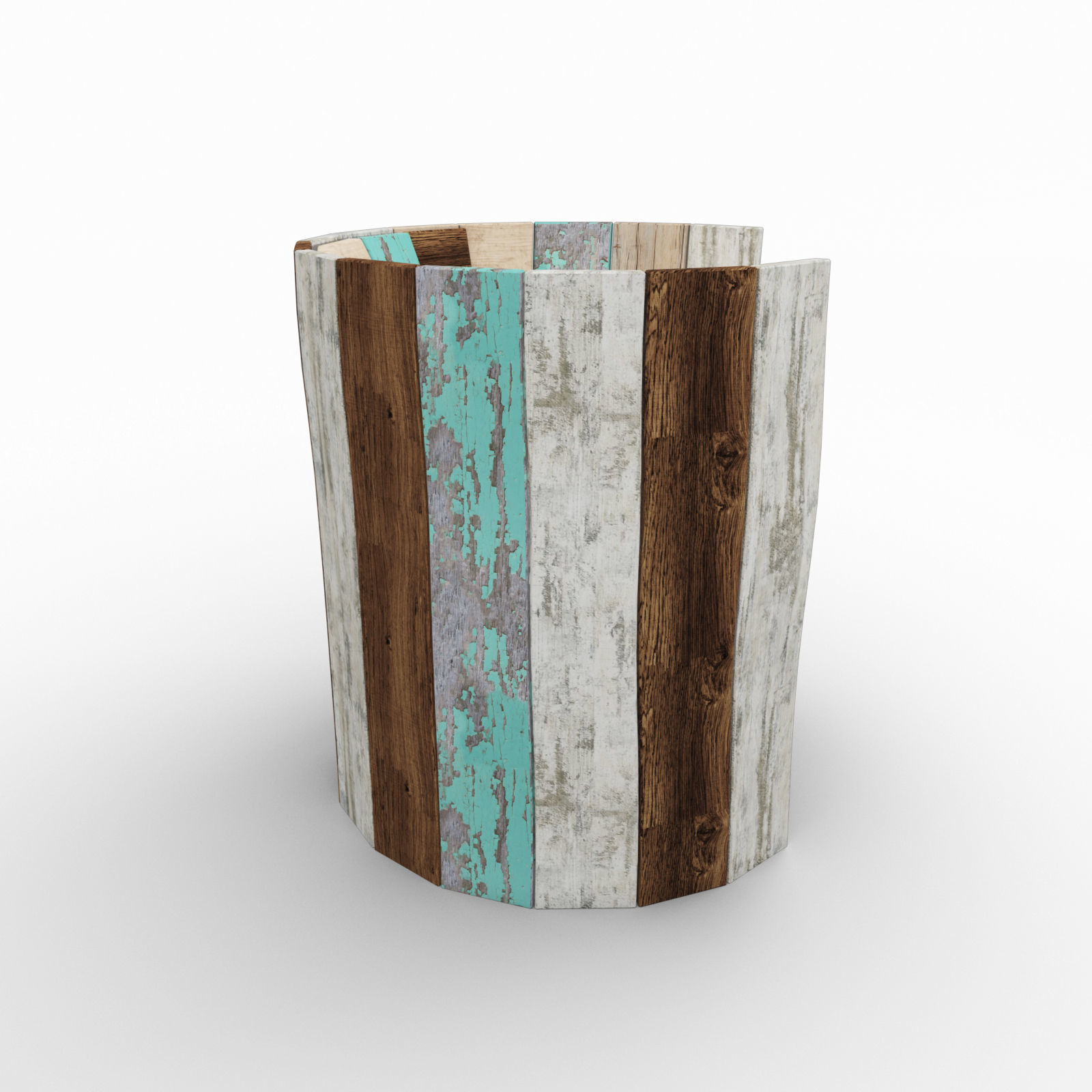 Chair recycled aged wood 3D model_2
