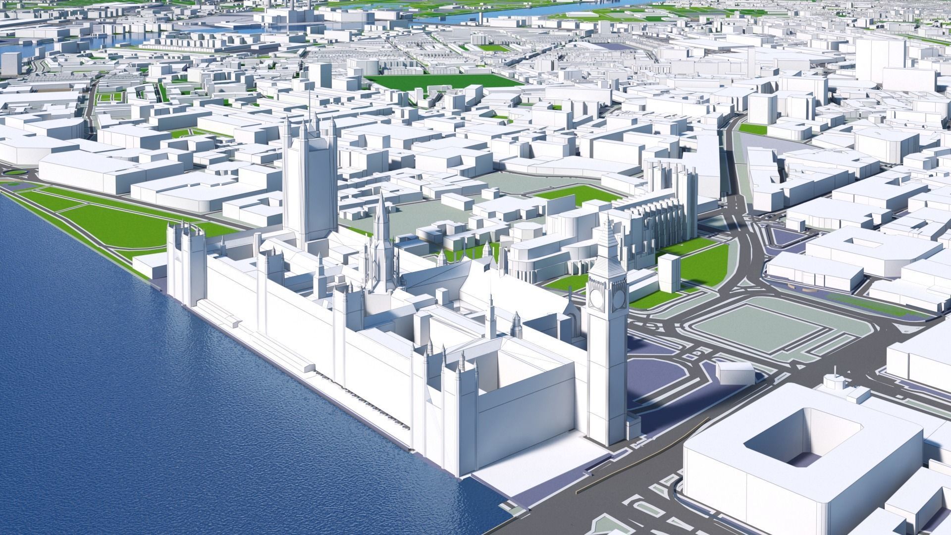 London City And Surroundings Low Poly 3D Town  Map  Low-poly 3D model_11