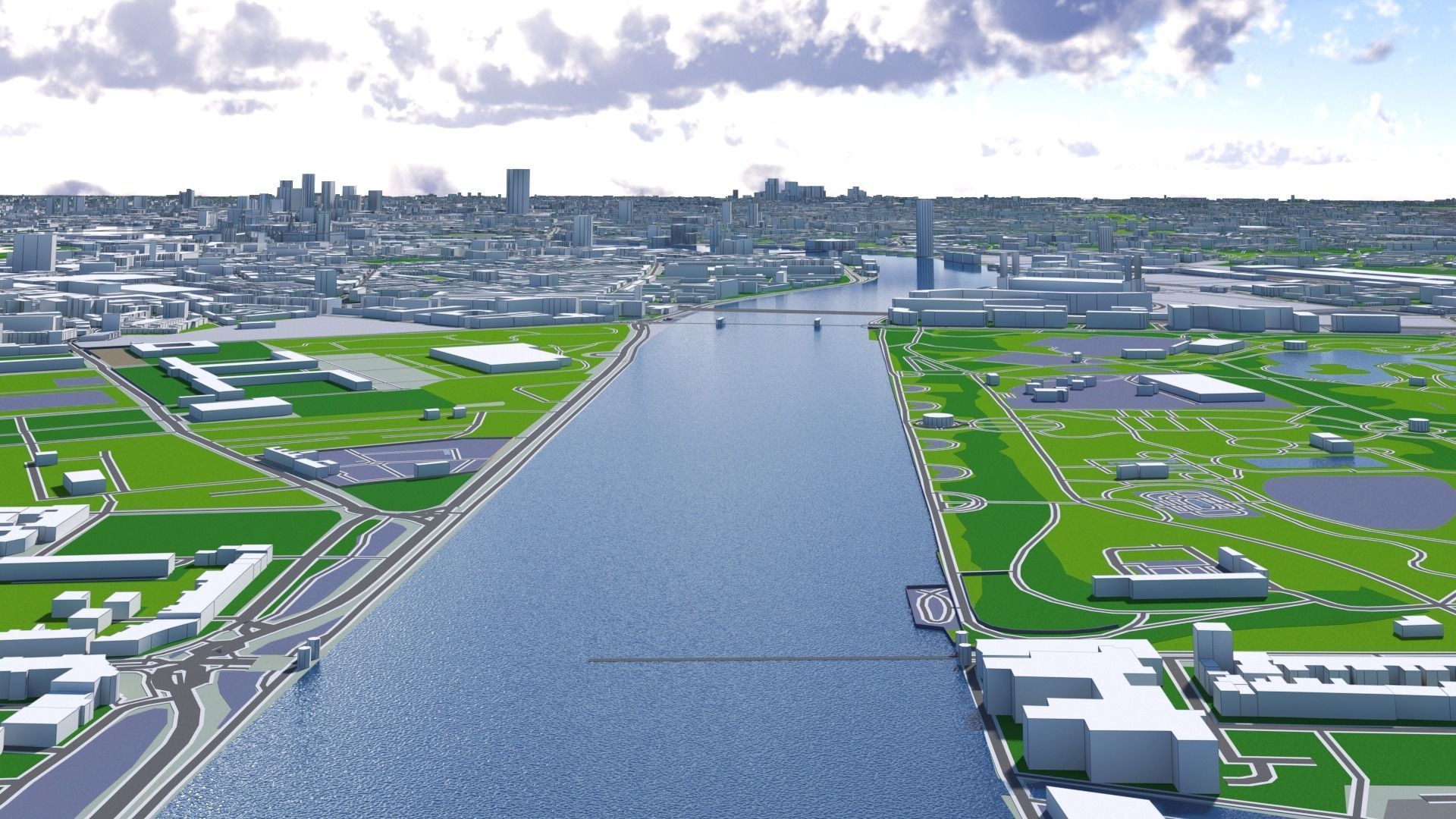 London City And Surroundings Low Poly 3D Town  Map  Low-poly 3D model_28