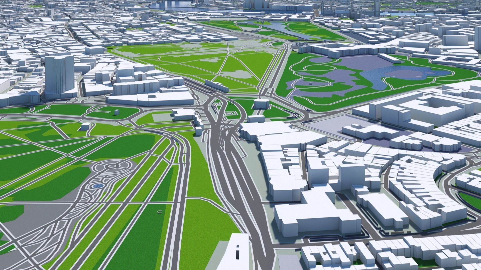 London City And Surroundings Low Poly 3D Town  Map  Low-poly 3D model_2