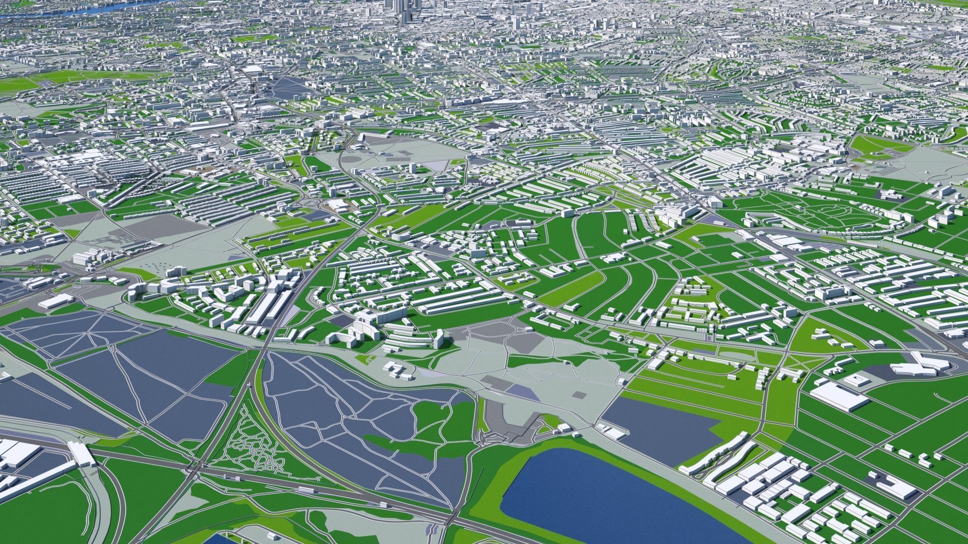 London City And Surroundings Low Poly 3D Town  Map  Low-poly 3D model_8