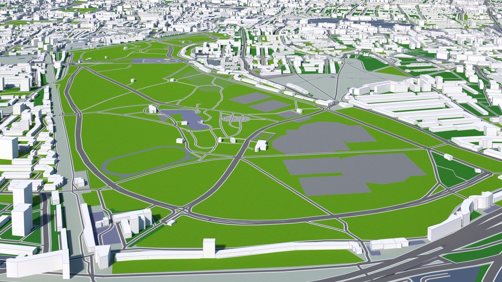 London City And Surroundings Low Poly 3D Town  Map  Low-poly 3D model_13