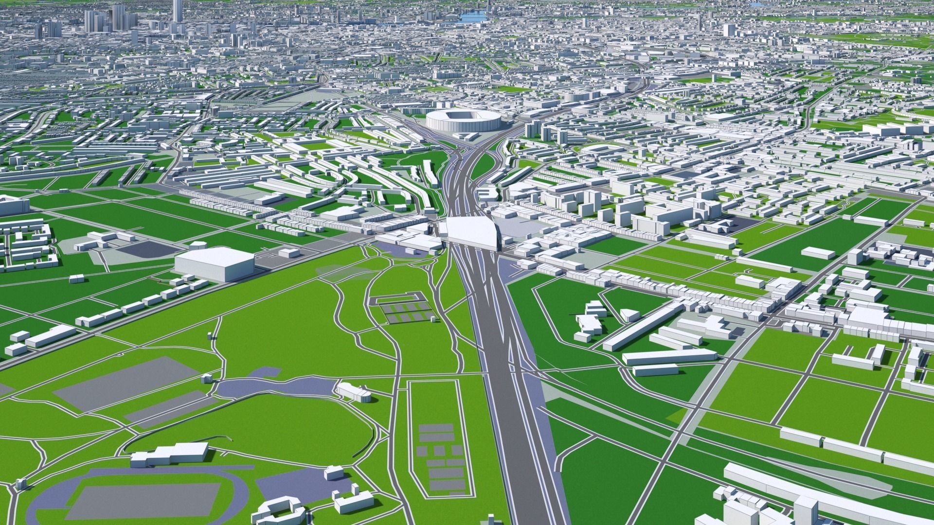 London City And Surroundings Low Poly 3D Town  Map  Low-poly 3D model_18