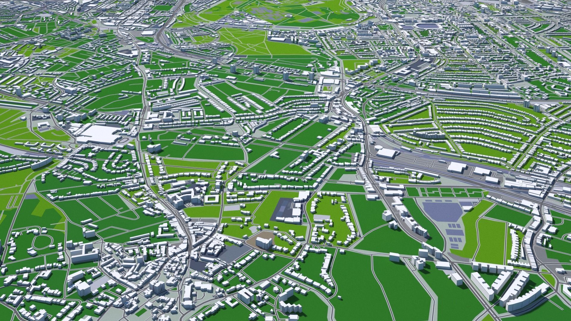 London City And Surroundings Low Poly 3D Town  Map  Low-poly 3D model_17