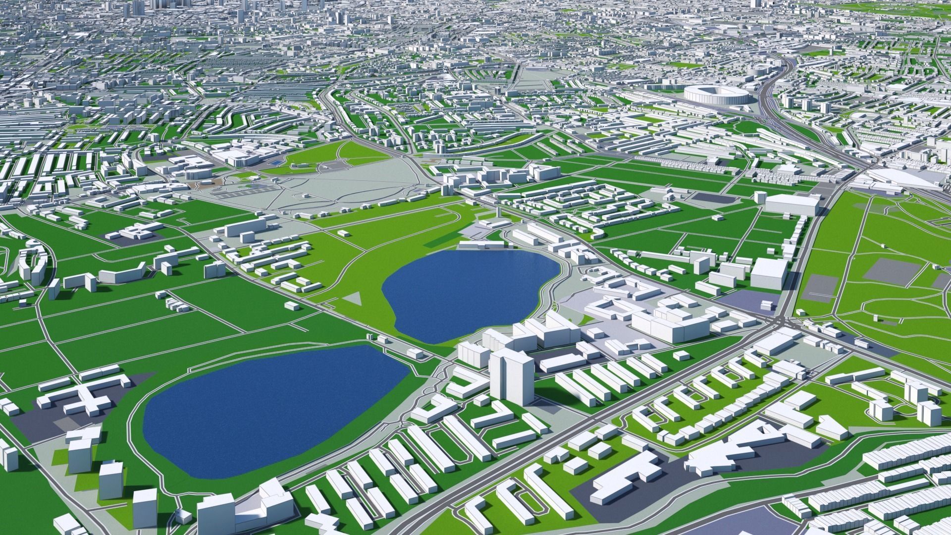 London City And Surroundings Low Poly 3D Town  Map  Low-poly 3D model_29